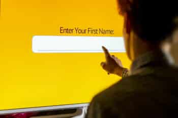 Hand Enter The Name On A Touch Panel Screen D