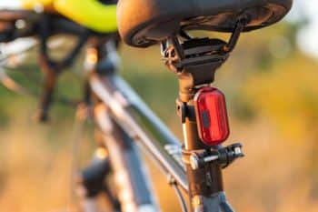 Close Up Picture Of A Bicycle With The Tail Light