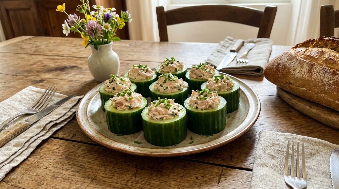 Un Concombre Une Boite De Thon Et Un Ingredient Cremeux Que Personne Ne Devine Lentree Fraiche Qui Va Voler La Vedette A Vos Salades Featured