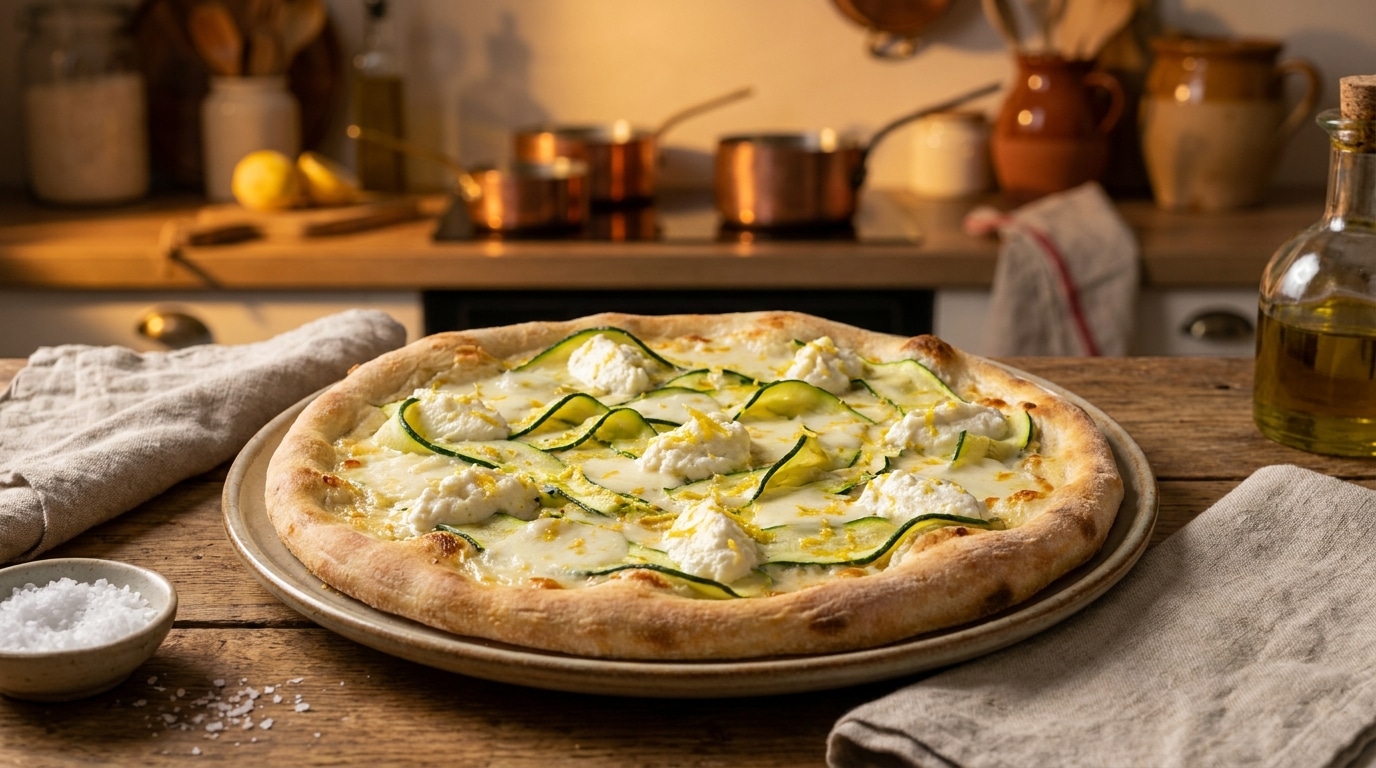 Coup De Foudre Gourmand Assure La Pizza Blanche Courgette Et Citron Qui Sauve Lors Des Soirees Chaudes Featured