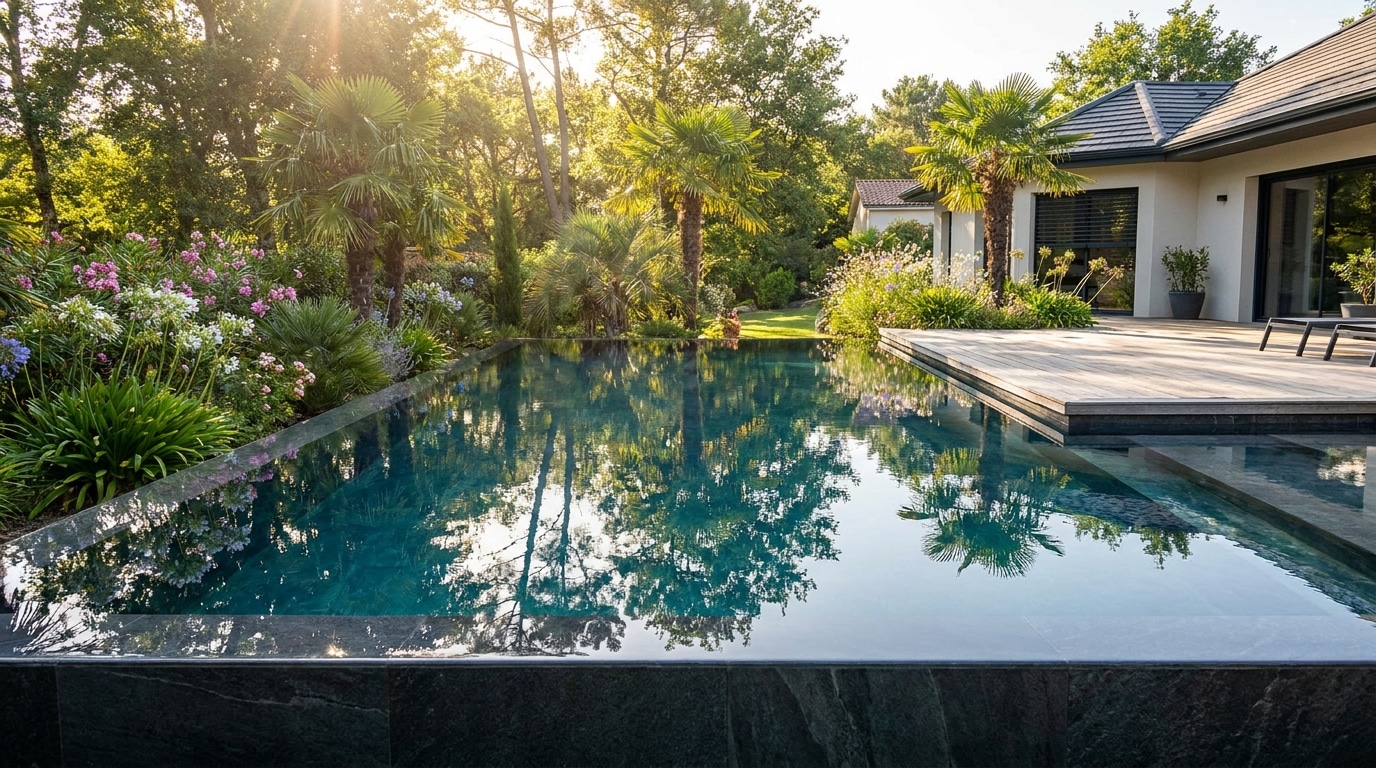 Fini La Piscine Bleue Classique En 2026 Les Paysagistes Choisissent Tous Cette Teinte Qui Fait Disparaitre Le Bassin A Loeil Nu Featured