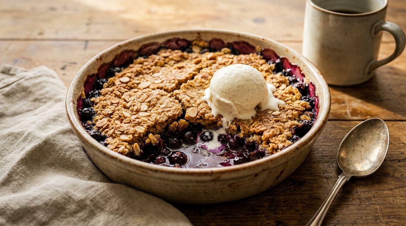 Jai Pose Ce Crumble Aux Myrtilles Sur La Table Meme Ceux Qui Navaient Plus De Place Ont Soudain Voulu Du Dessert Featured