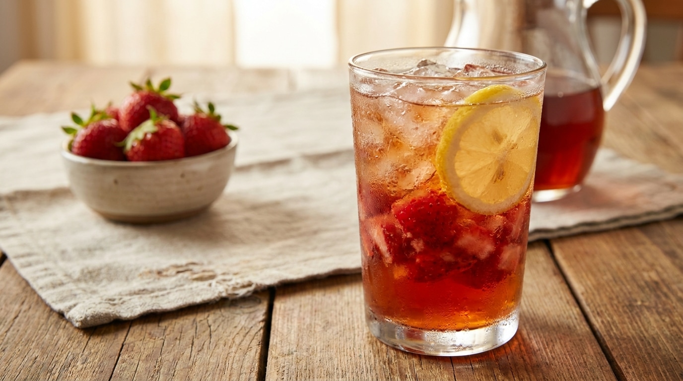 Fini Les Sodas Qui Collent Et Qui Ecoeurent Ce The Glace Maison A La Fraise Desaltere Vraiment Pour Trois Fois Rien Tout Lete Featured