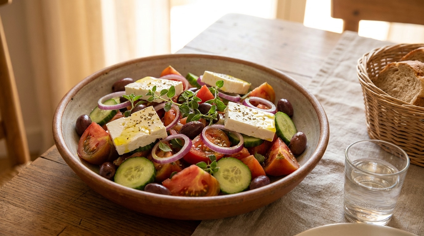 Ma Salade Grecque Parfaite Pour Les Grosses Chaleurs Tres Fraiche Et Toujours Devoree Jusqua La Derniere Miette Featured