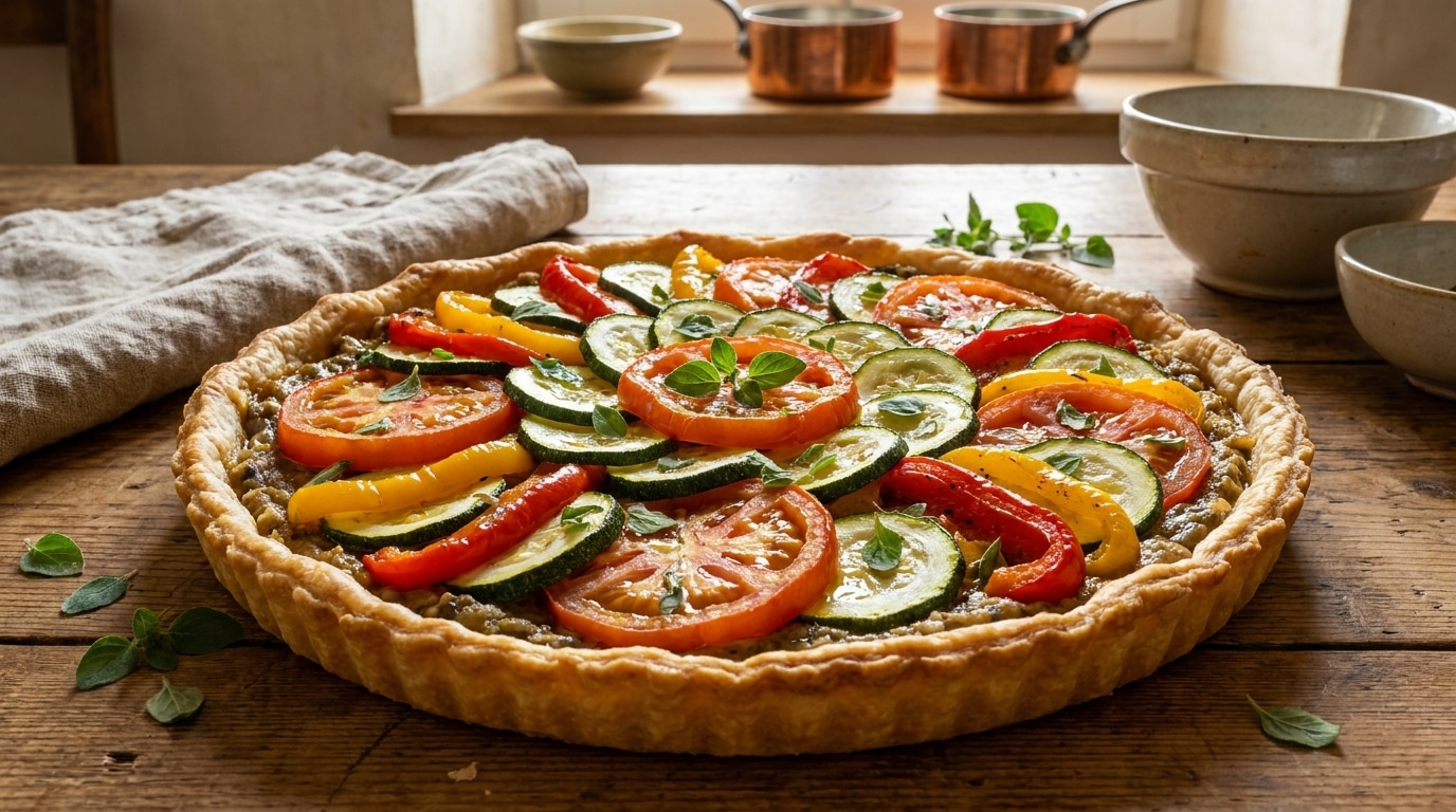Ma Tarte Doree Aux Legumes Du Soleil Sur Caviar Daubergine Qui Parfume Lete Dun Parfum De Mediterranee Featured