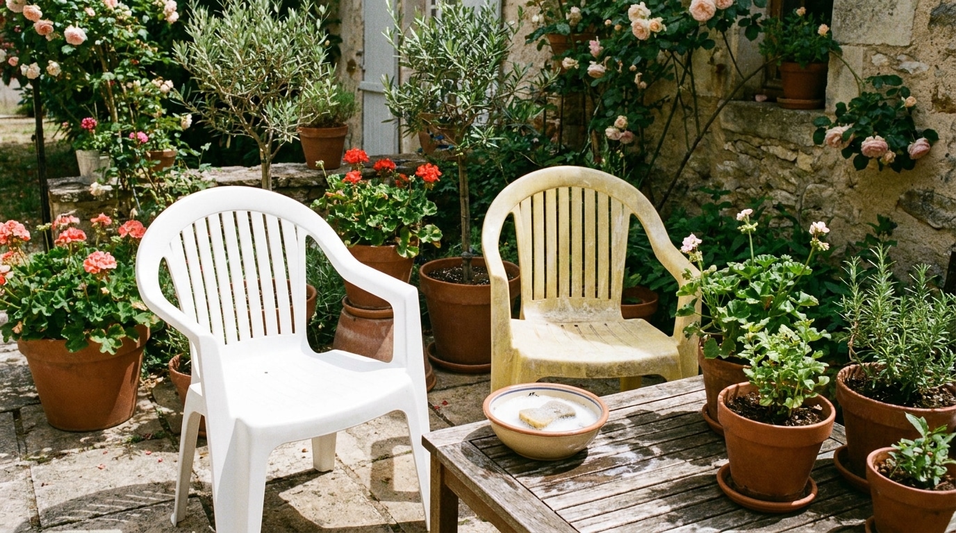 Mes Chaises De Jardin En Plastique Avaient Jauni Depuis Des Annees Jai Teste Ce Melange Et Elles Ont Retrouve Leur Blanc Eclatant Featured