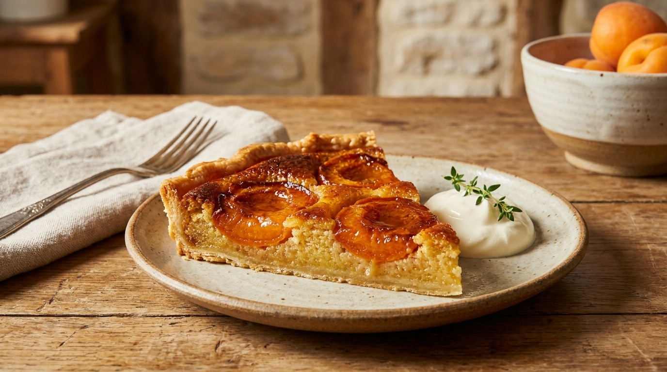 Sous Les Abricots Caramelises La Tarte A La Frangipane Qui Embaume Lete Avec Son Coeur Damande Fondant Featured