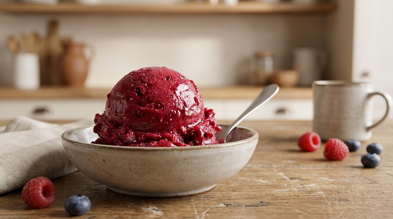 Une Cuillere De Ce Sorbet Aux Fruits Rouges Fond Instantanement En Bouche Et Transporte Toute La Tablee Au Coeur Dun Verger Givre Featured