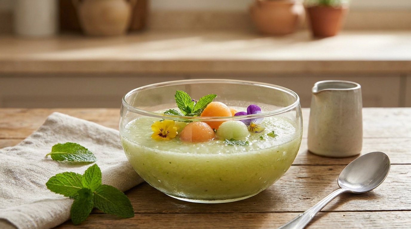 Adieu Le Sorbet Classique Cette Incroyable Soupe Dessert Glacee Au Melon Bluffe Toute La Tablee Featured