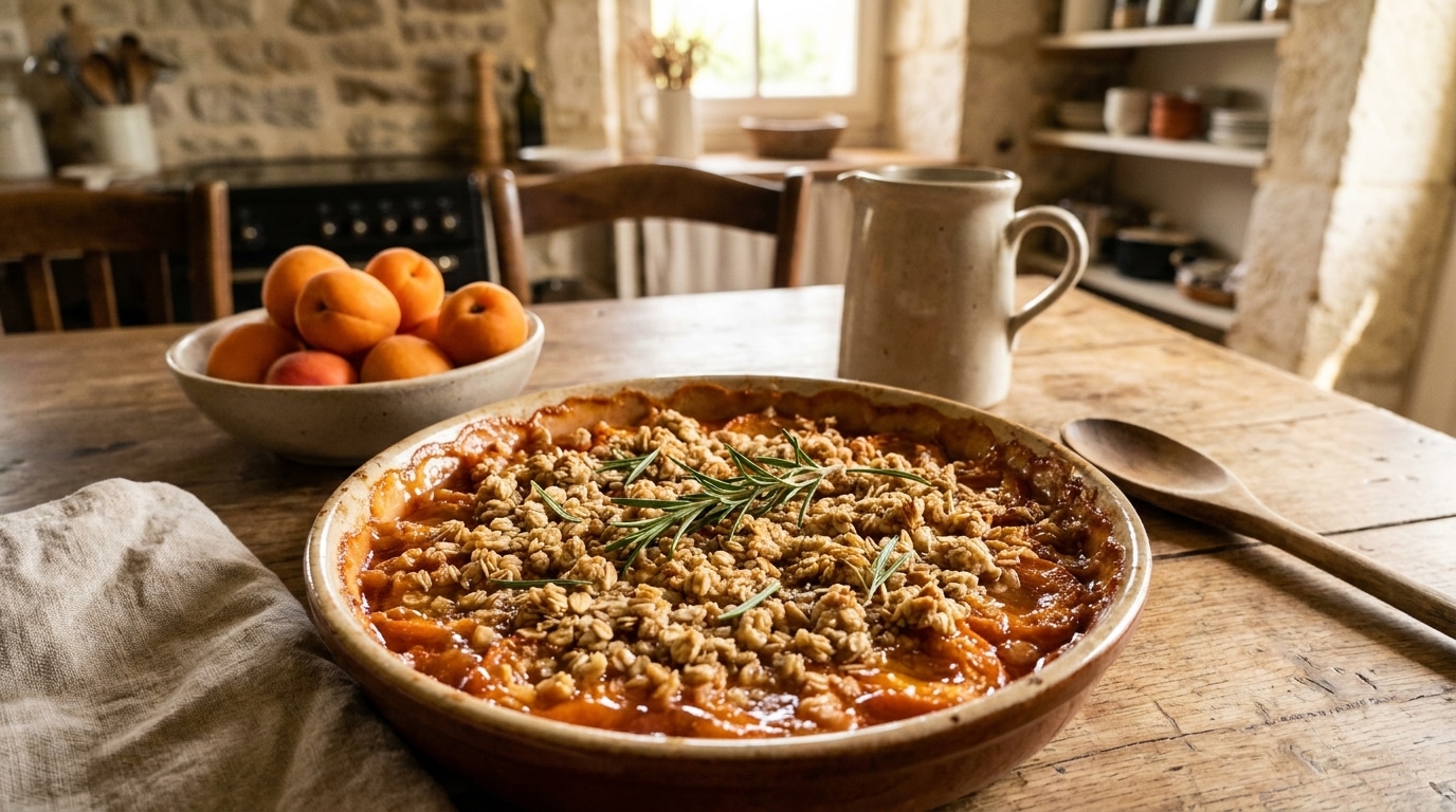 Des Abricots Trop Murs Sur Le Plan De Travail Avec Du Romarin Et Une Poignee De Beurre Ils Font Le Dessert Le Plus Reclame De La Table Featured