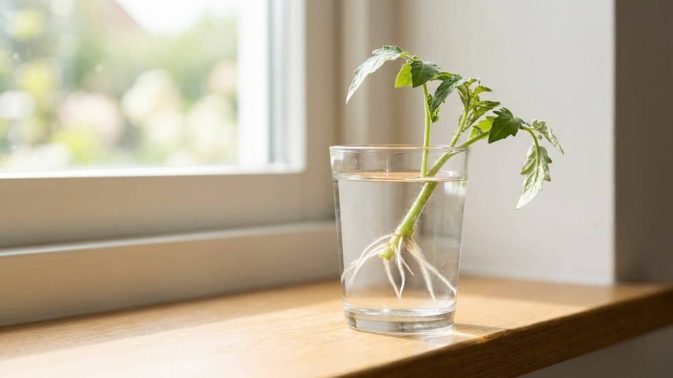 J'ai posé un gourmand de tomate dans un verre d'eau en juillet et depuis, je ne rachète plus jamais un seul plant