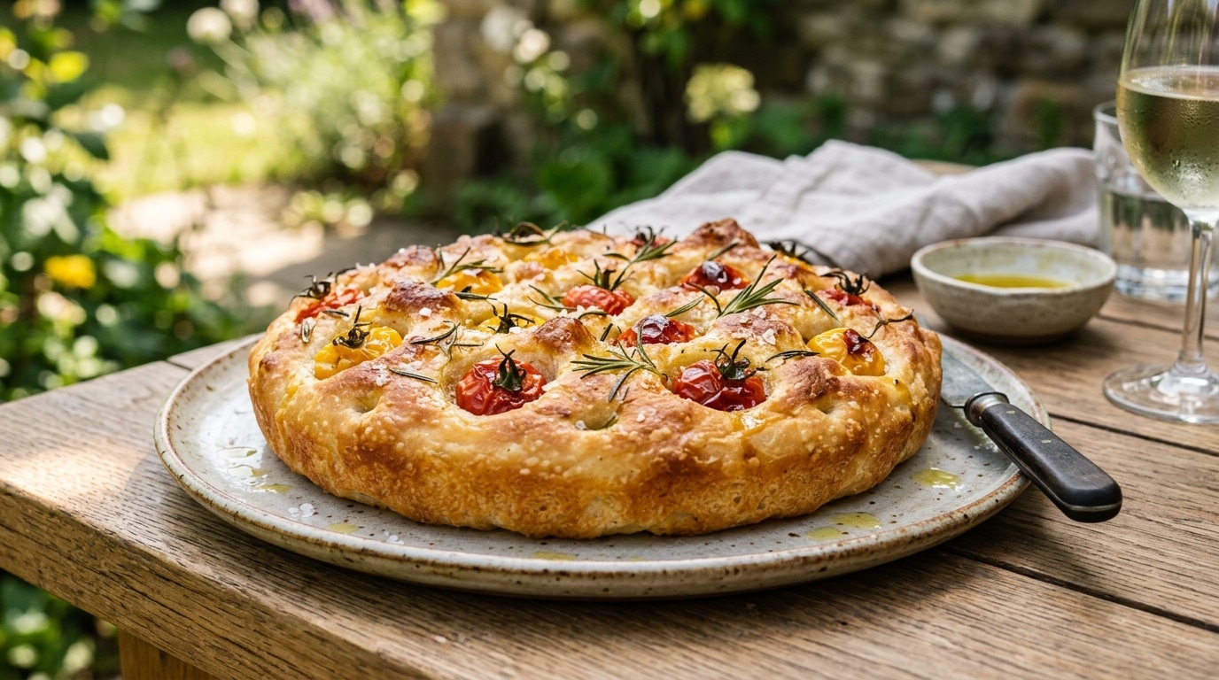 Mes Invites Ont Cru A Une Focaccia Du Traiteur Italien Cetait De La Farine Des Tomates Cerises Et Du Romarin Du Jardin Featured