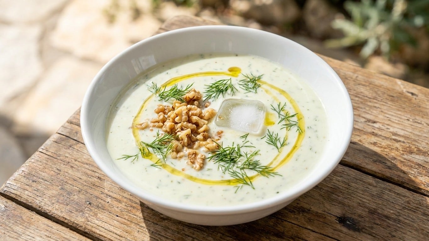 Fini la soupe chaude les jours de canicule : en Bulgarie, on la sert glacée avec un yaourt et une poignée de noix