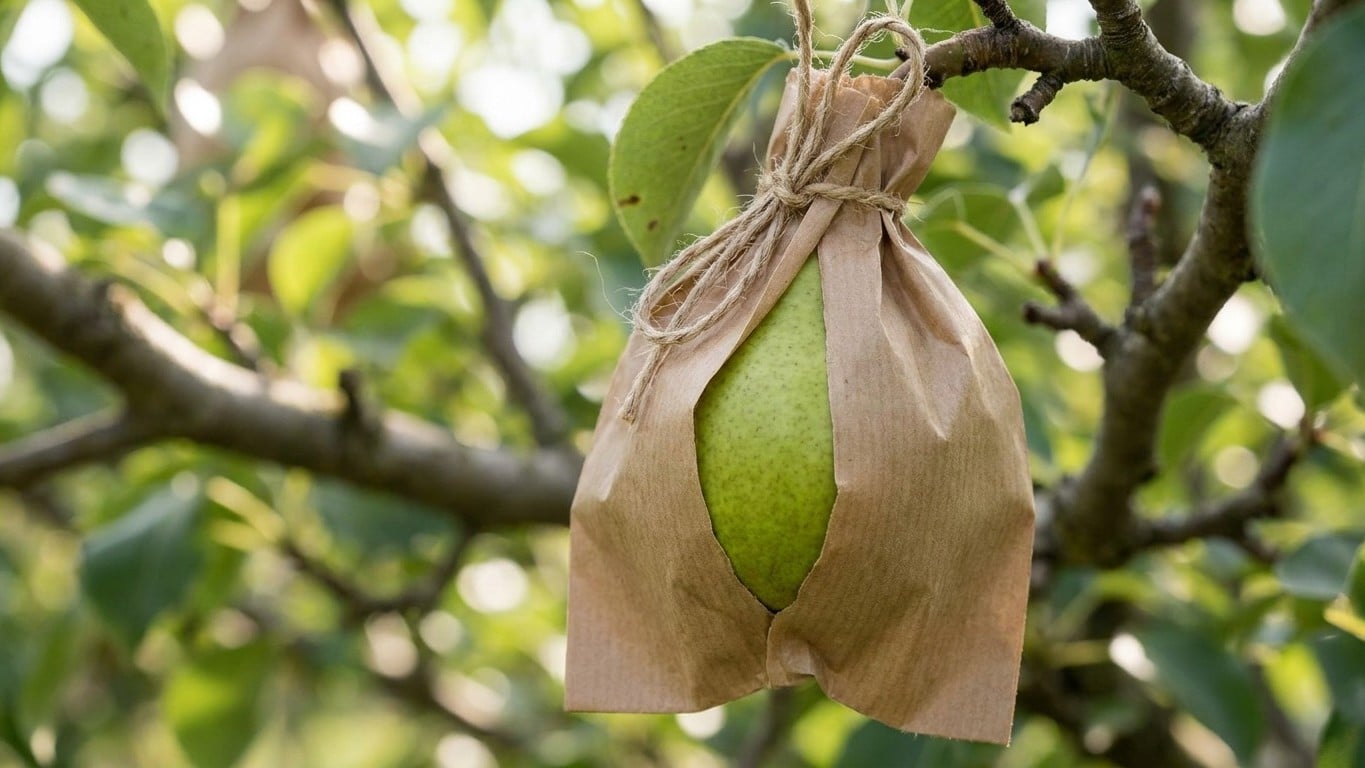 J'ai enfilé un sac en papier kraft sur mes poires encore vertes début septembre : au moment de les cueillir, j'ai compris ...