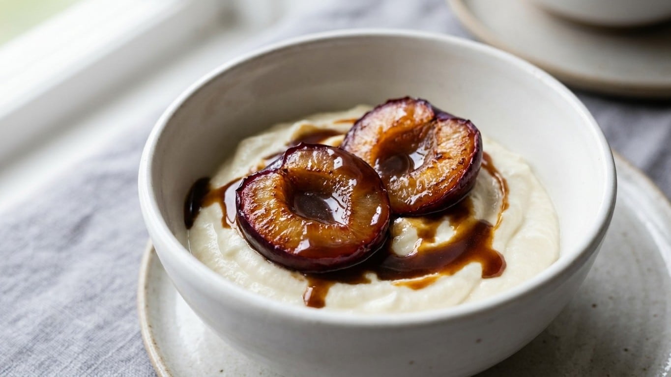 J'ai enfourné mes prunes coupées en deux avec une seule cuillère de cassonade : ce qui restait dans le plat a transformé m...
