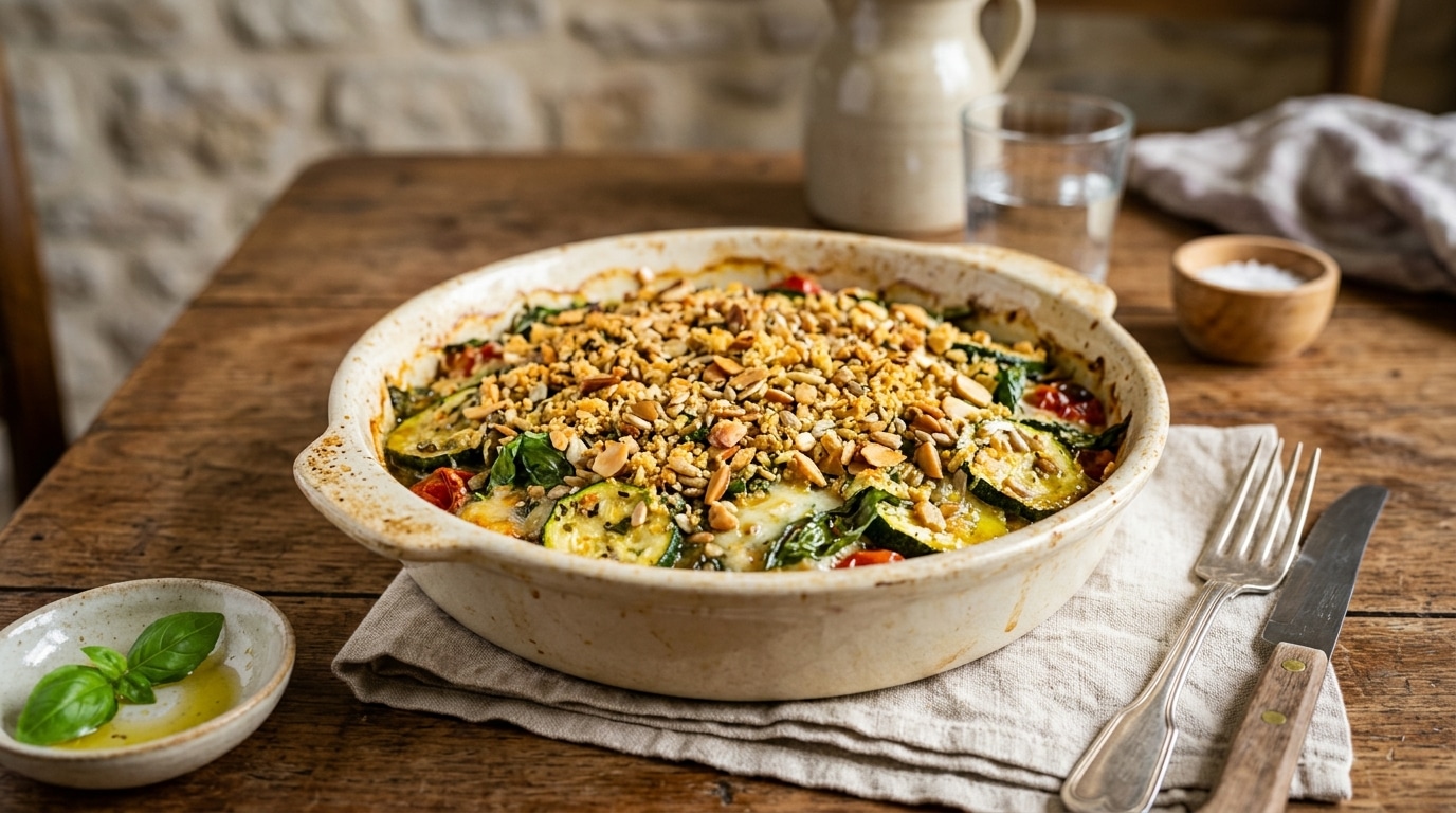 Javais Trop De Courgettes Et Plus Didees Depuis Que Je Les Passe Au Four Sous Une Croute Aux Amandes Je Ne Fais Plus De Gratin Featured