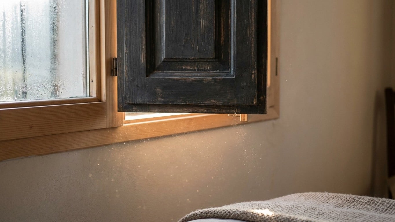 Les anciens ne fermaient jamais les volets à fond avant de partir en août : ils savaient ce qui se formait sur les vitres ...