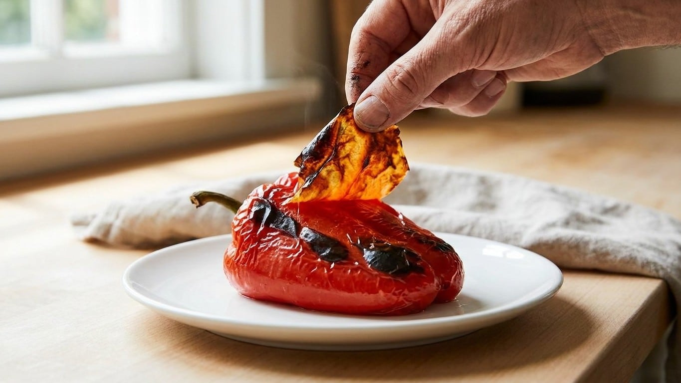 Mes poivrons finissaient toujours en charpie quand je les pelais à l'économe : un cuisinier m'a donné la bonne méthode