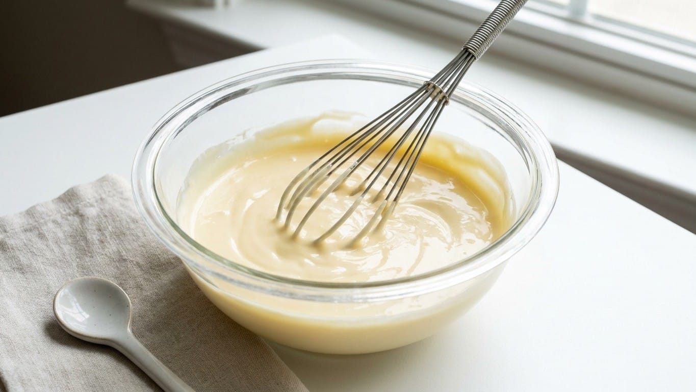 Personne ne devine que cette mayonnaise bien ferme est faite sans jaune d'œuf, avec le liquide qu'on jette toujours