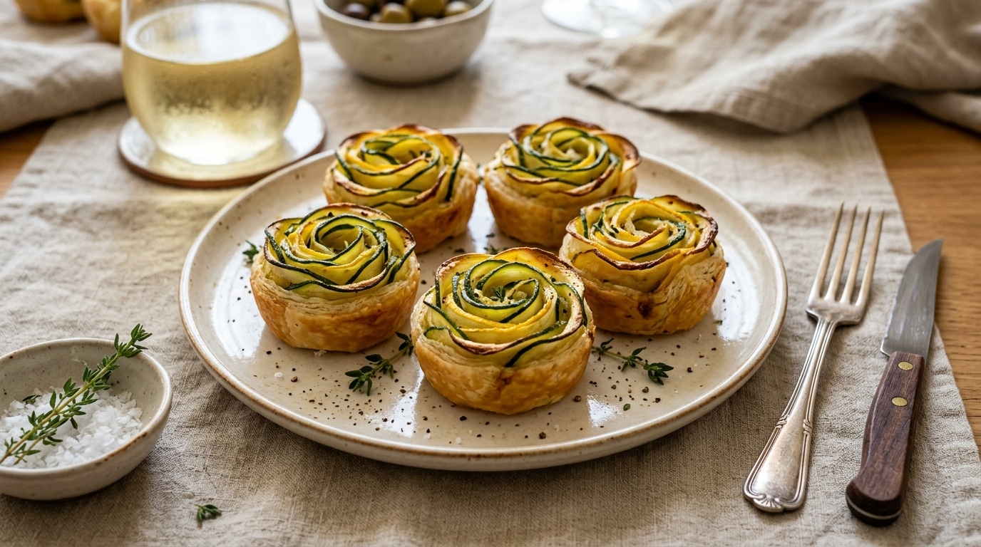 Une Simple Courgette Et Une Pate Feuilletee Cest Le Secret Des Petites Roses Qui Font Tout Lapero Featured