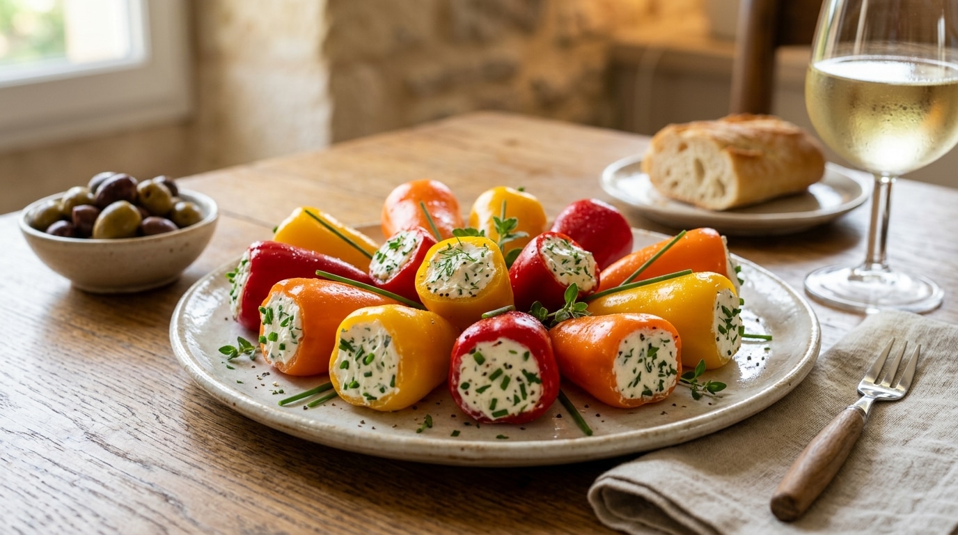 Ces Mini Poivrons Farcis Au Fromage Frais Mettent Tant De Couleur Sur La Table Quils Donnent Envie De Lancer Lapero Avant Meme Larrivee Des Invites Featured