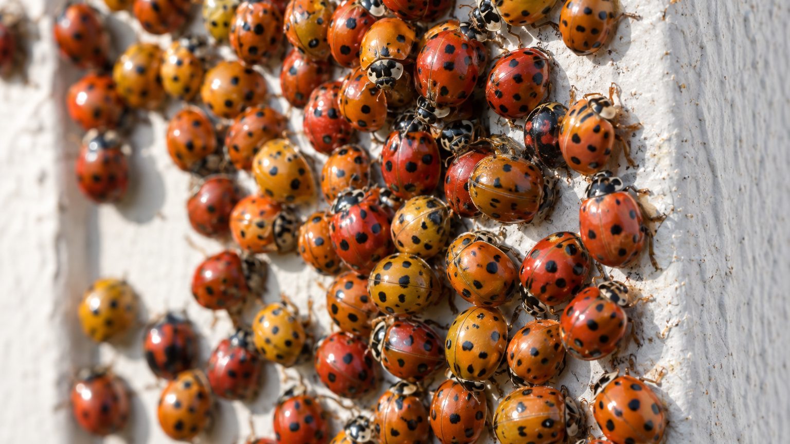 Chaque automne, des centaines de coccinelles s'agglutinent sur les façades claires : voici où elles comptent passer l'hive...