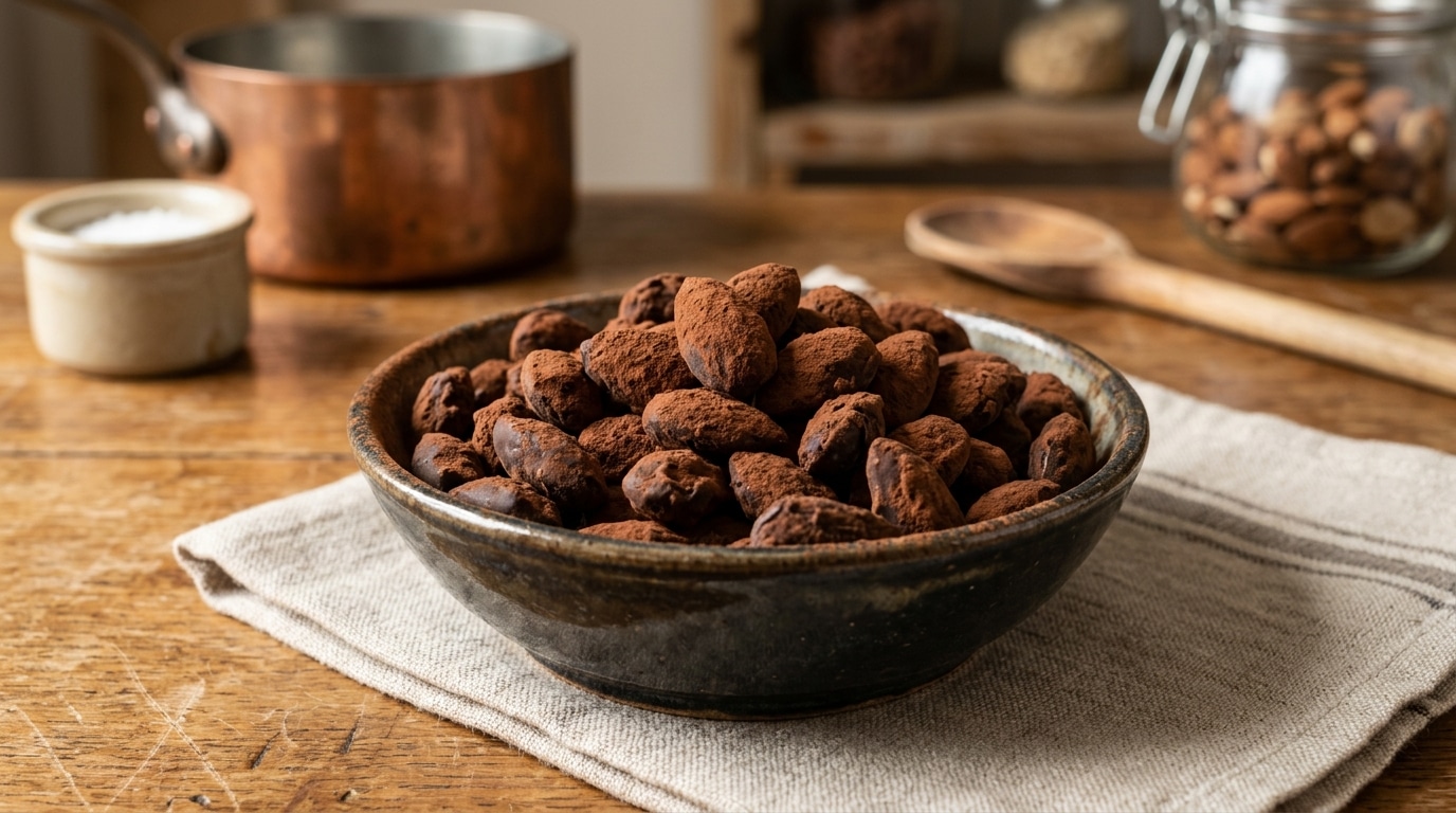Croquantes Dedans Intensement Chocolatees Dehors Les Amandes Au Cacao Qui Se Font Aussi Bien Au Four Qua Lairfryer Featured