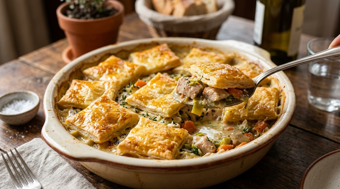 Croustillante Et Bien Cremeuse Ce Soir Je Prepare Cette Tourte Poulet Poireaux Qui Ne Coute Presque Rien Featured