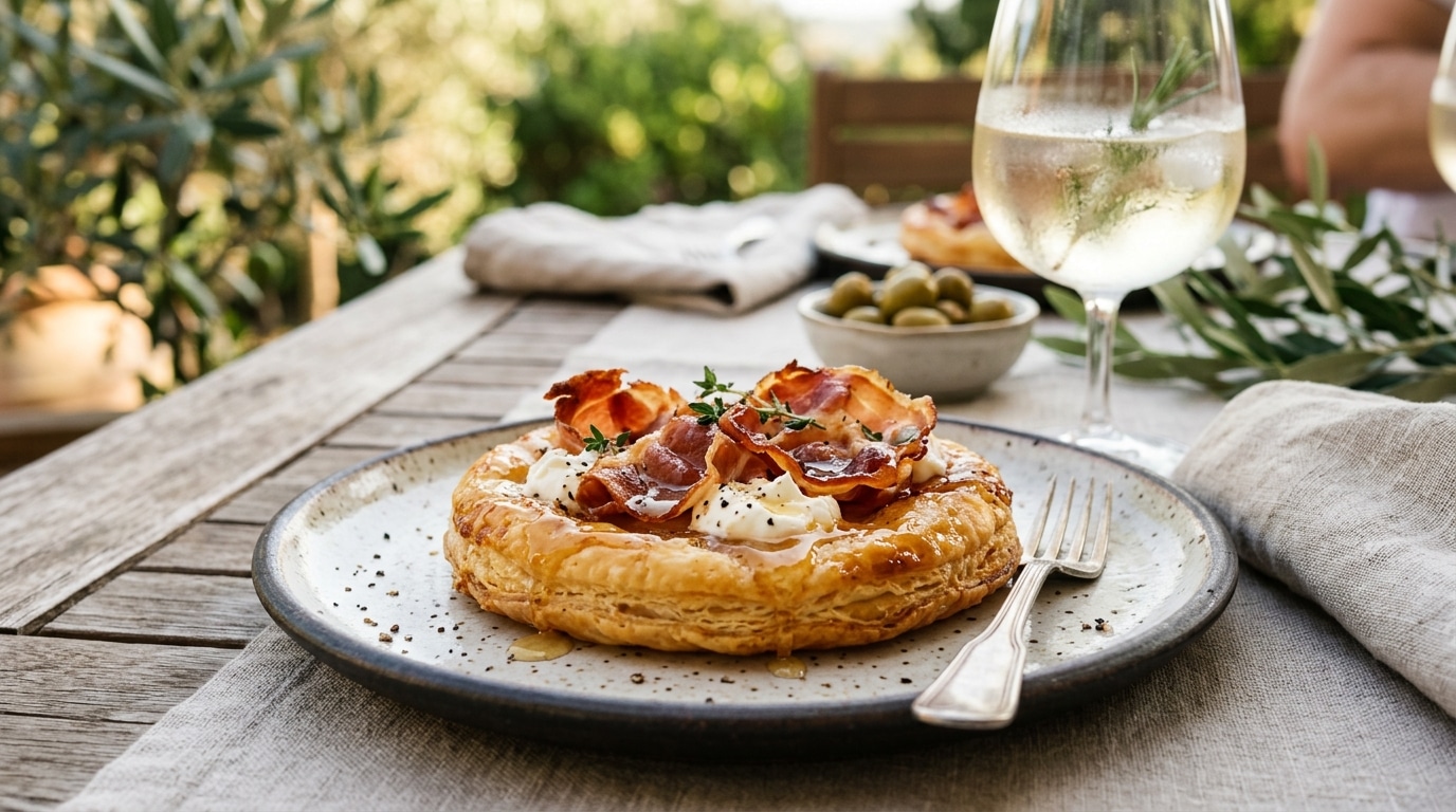 Croustillante Et Bien Gourmande Ce Soir Je Prepare Cette Tarte Feuilletee Jambon Cru Fromage Frais Et Miel Prete En Un Eclair Pour Lapero Featured