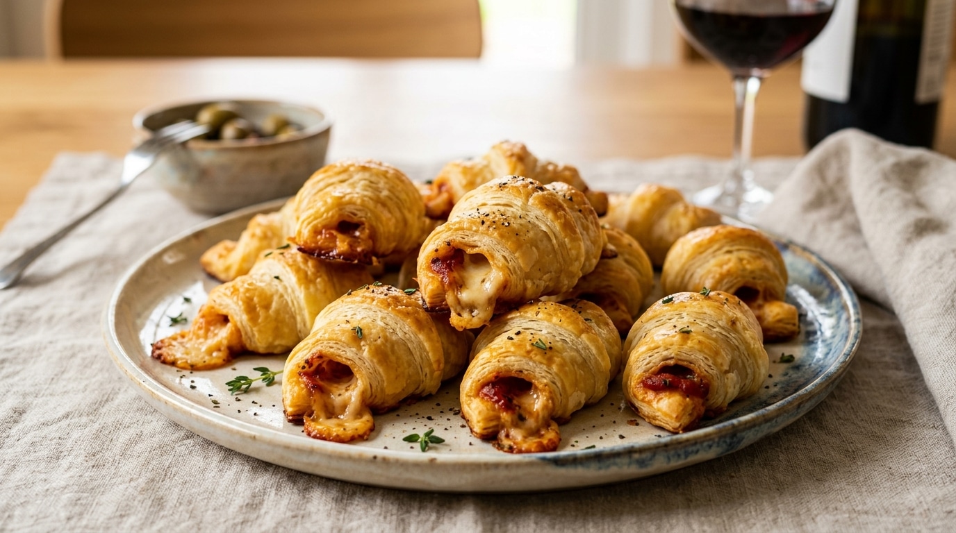Croustillants Et Debordants De Fromage Fondu Ces Mini Croissants Facon Pizza Envoient Les Feuilletes Du Commerce Direct A La Poubelle Featured