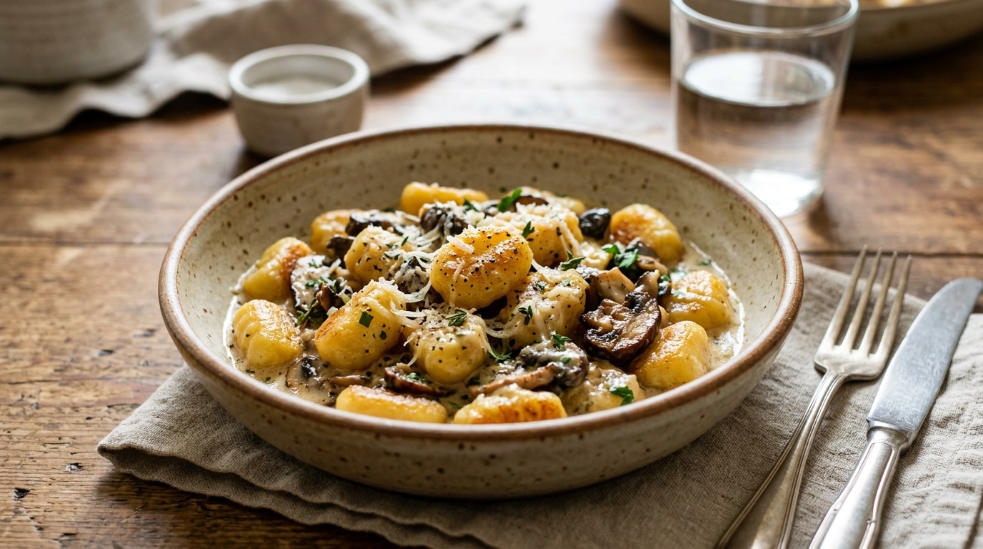 Des Gnocchis Dores Des Champignons Fondants Une Creme De Parmesan La Poelee Reconfortante Qui Donne Envie De Rester A Table Featured