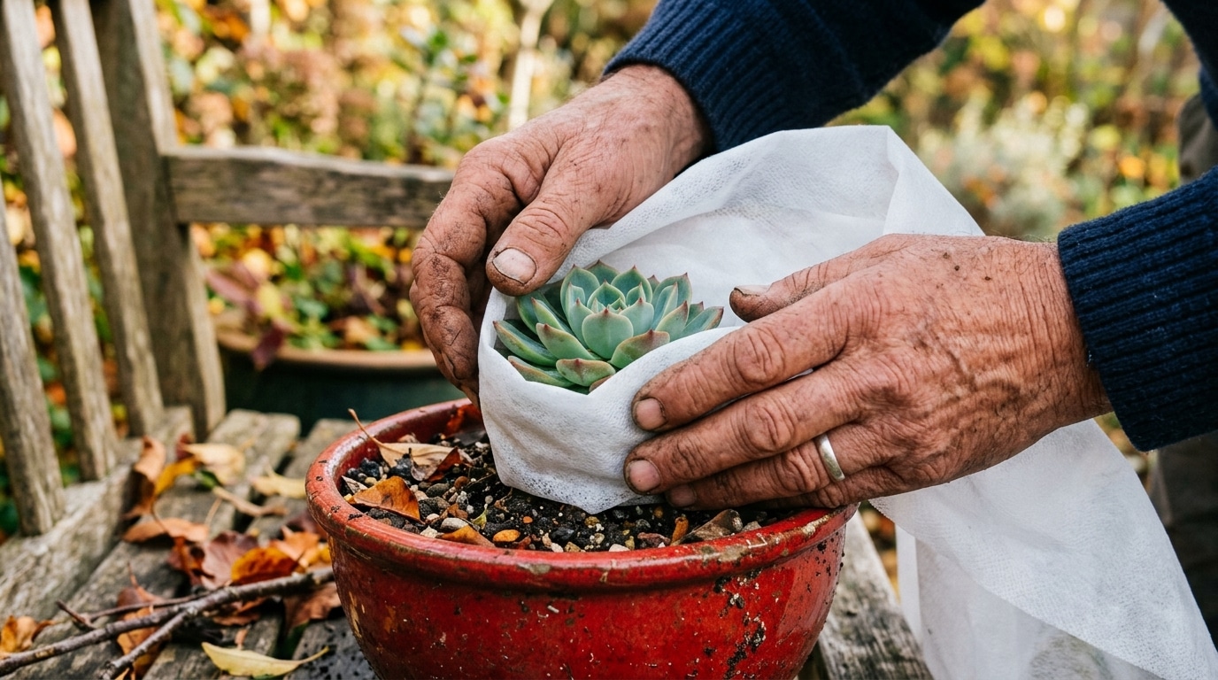 Deux Jardiniers Couvrent Leurs Plantes Au Debut De Lautomne Un Seul Les Retrouvera Vigoureuses Apres Le Froid Featured