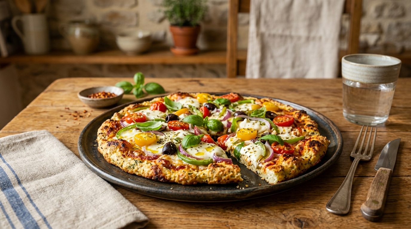 Facile Rapide Et Riche En Proteines Cette Pate A Pizza Au Cottage Cheese Transforme Les Ingredients Du Frigo En Repas Sain Et Gourmand Featured