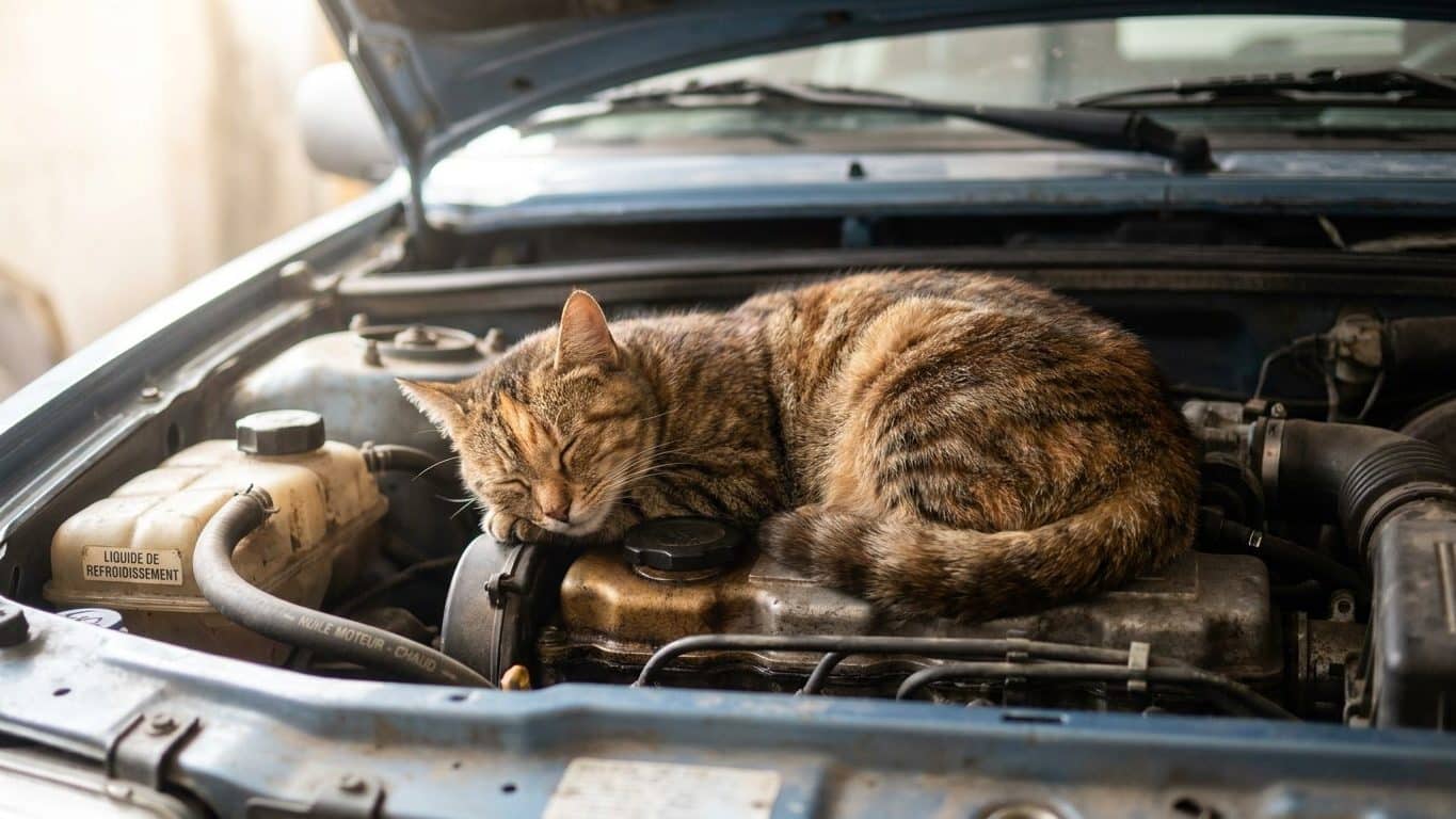 Fini le chat qui va se glisser sous le capot de la voiture aux premiers froids : le geste que conseillent les vétérinaires...