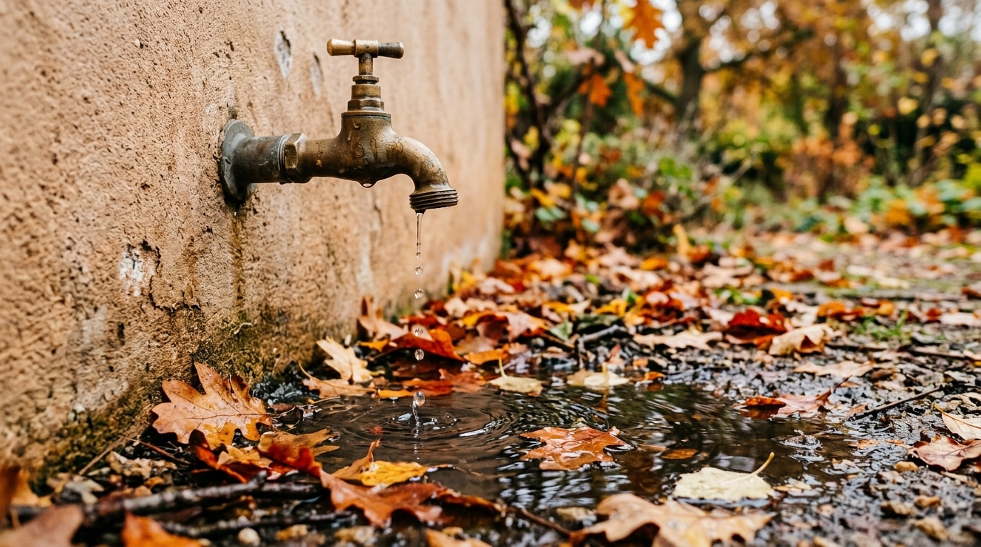 Il A Garde Son Robinet Du Jardin En Eau Tout Lautomne Pour Arroser Ses Derniers Massifs Au Printemps Une Drole De Flaque Lattendait Au Pied Du Mur Featured