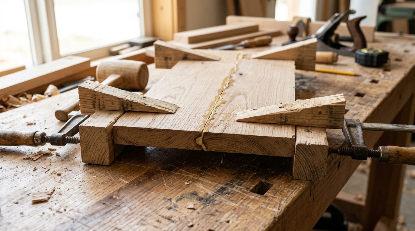 Il Reussit Un Collage Parfait Sans Le Moindre Serre Joint Cette Methode Redoutable Avec De Simples Chutes De Bois Bluffe Tous Les Bricoleurs Featured