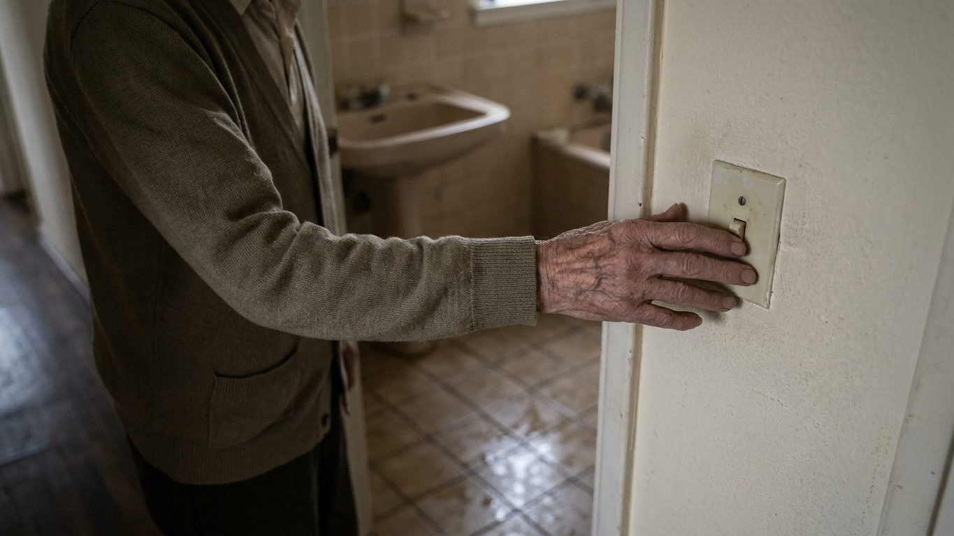 J'ai avancé dans ma salle de bain le temps que la lumière arrive, comme tous les matins : l'ergothérapeute m'a montré ce q...