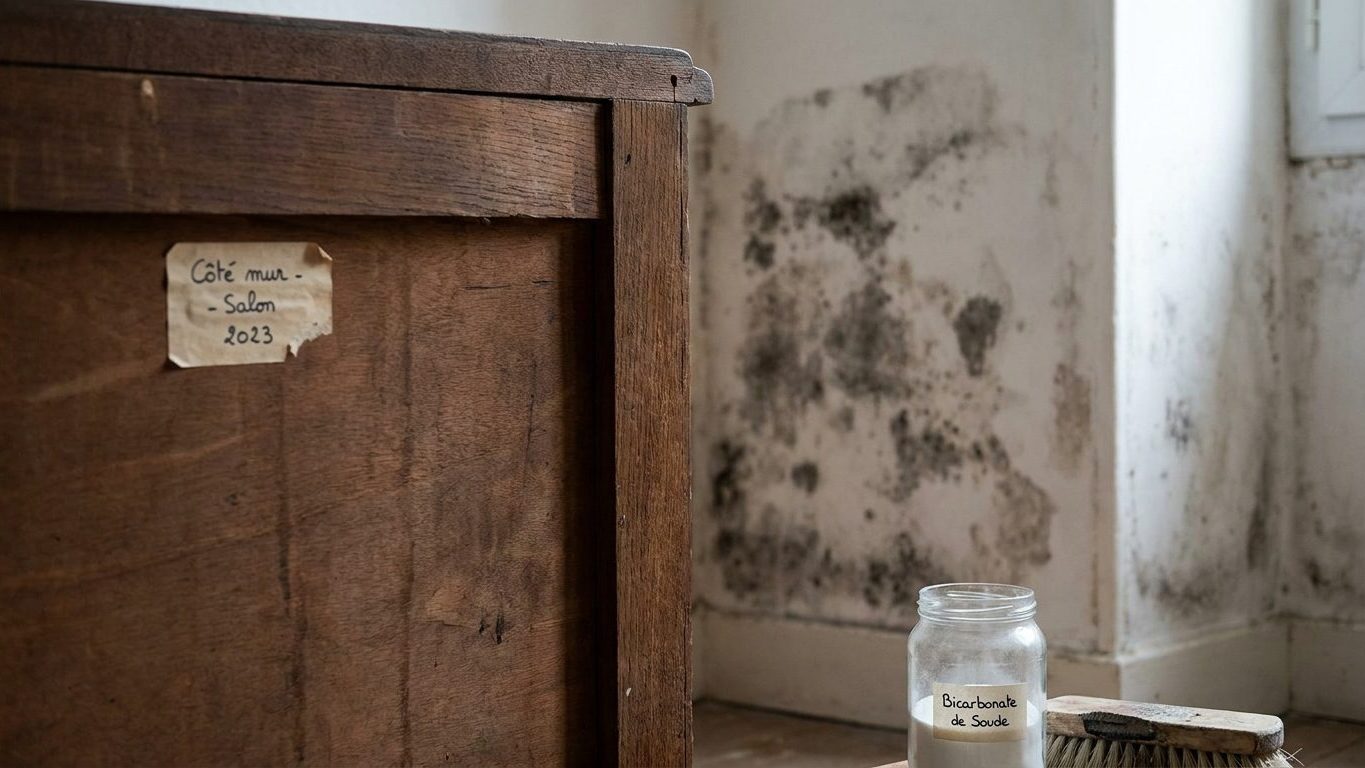 J'ai collé mon buffet contre le mur du salon pour gagner de la place avant l'hiver : le jour où je l'ai déplacé au printem...