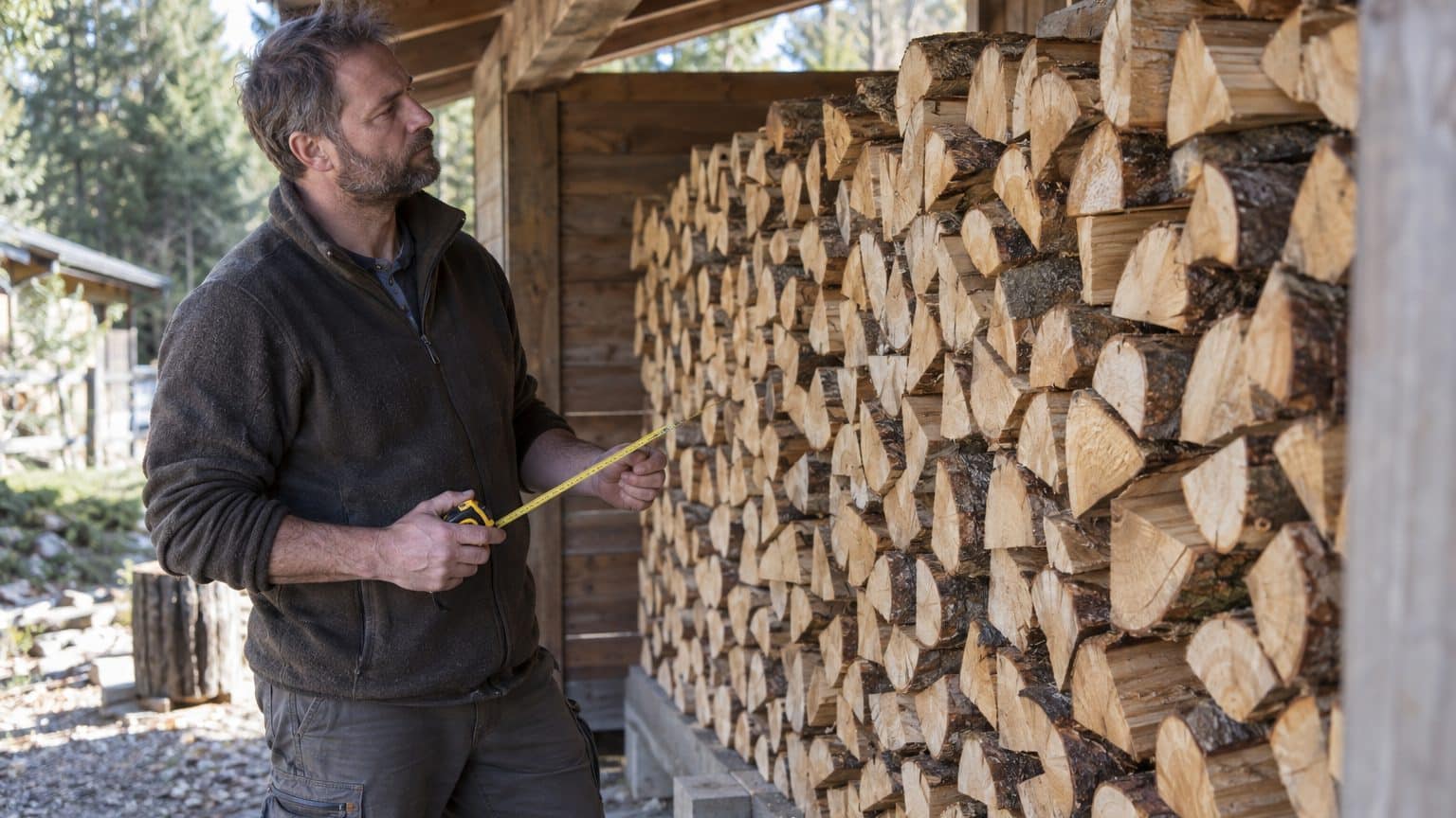 J'ai fait livrer mes stères de bois déjà recoupés en bûches de 33 cm pour l'hiver : quand j'ai mesuré le tas sous l'abri, ...