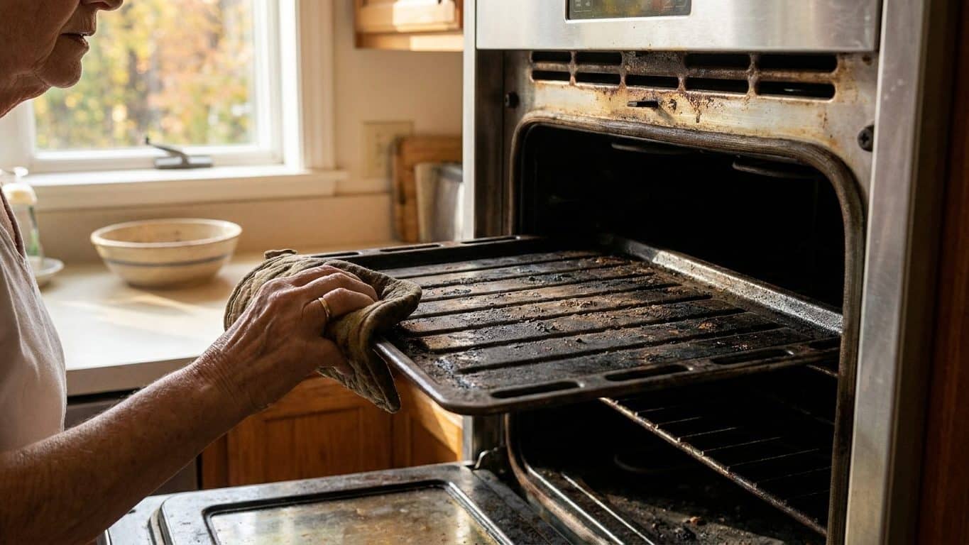 J'ai laissé les grilles dans le four pendant la pyrolyse pour gagner du temps : quand j'ai voulu les ressortir, il était t...