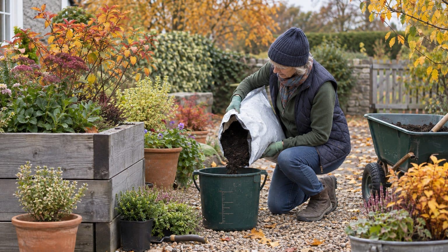 J'ai vidé mes sacs de terreau de 50 litres seau par seau dans mes jardinières d'automne : au magasin, on m'a expliqué pour...