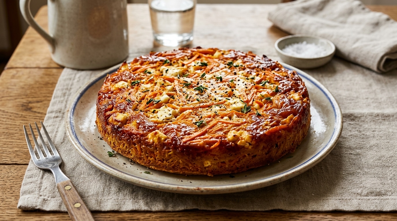 Jai Mis Des Carottes Et De La Feta Au Fond De Mon Moule Avant Dy Poser La Pate Depuis On Me Reclame Ce Gateau Tatin A Chaque Repas De Famille Featured