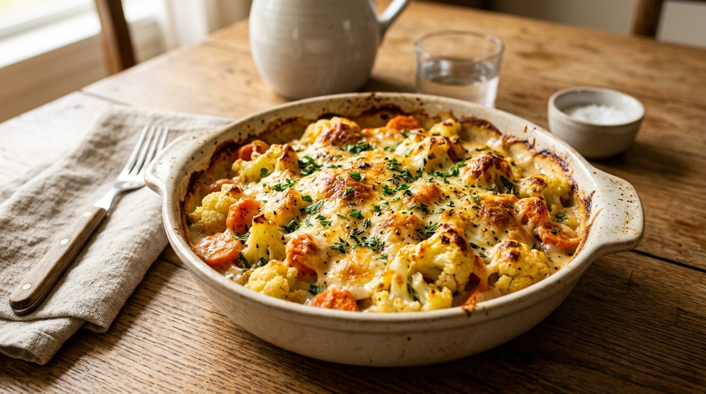 Jai Mis Mon Chou Fleur Au Four Dans Un Plat A Gratin Avec Des Herbes Et Du Fromage Depuis Plus Personne Ne Le Boude Featured