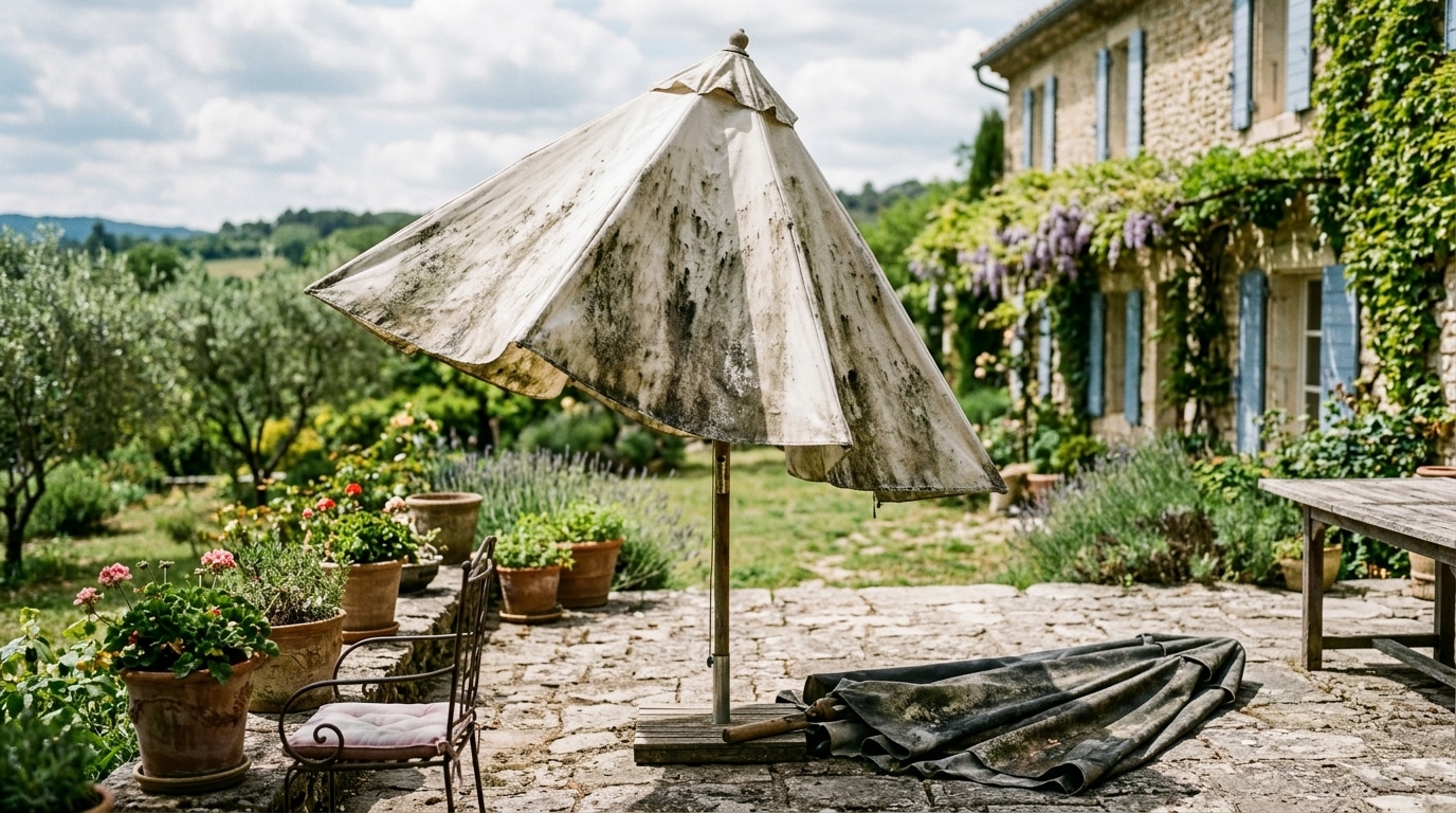 Jai Range Mon Parasol Dans Sa Housse Des La Fin De Lete Pour Le Proteger Quand Je Lai Rouvert Au Printemps Il Etait Trop Tard Featured