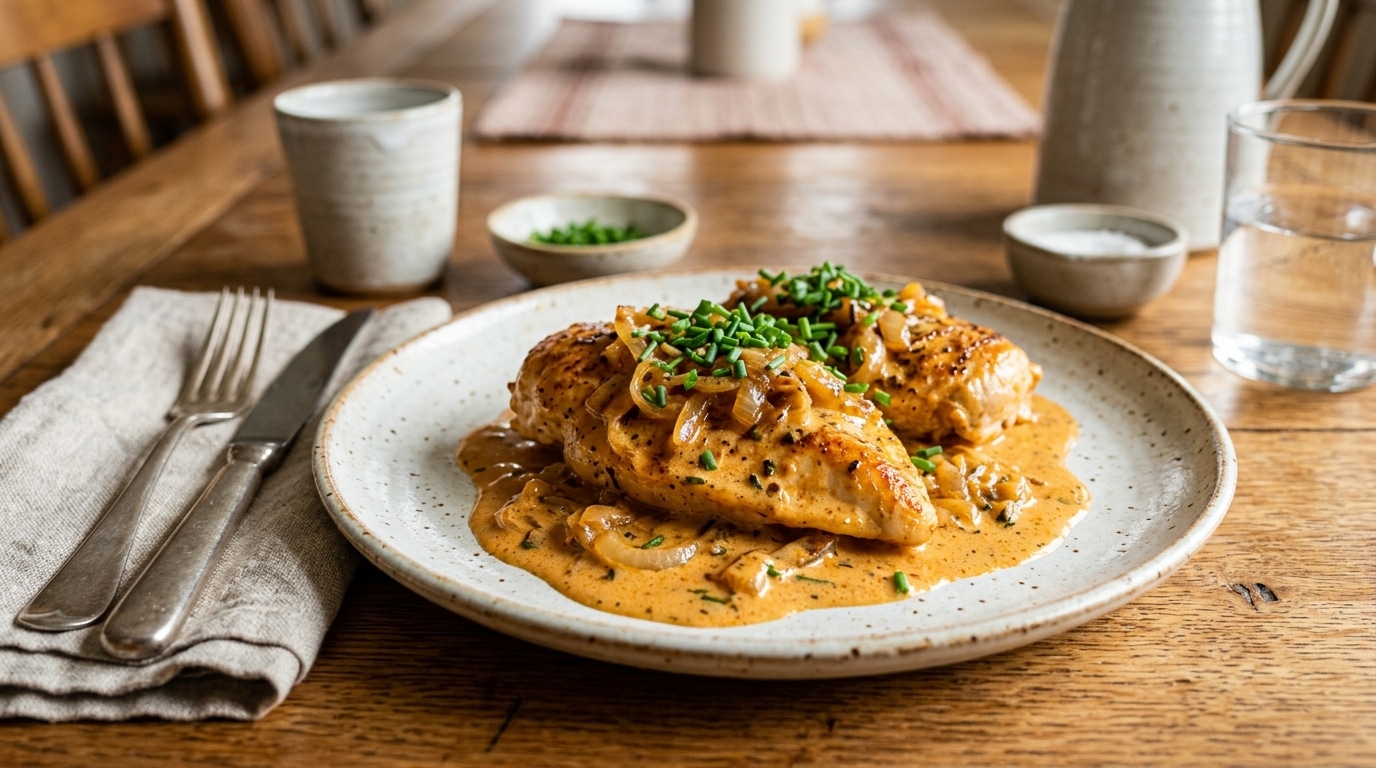 Je Cherchais Une Recette De Poulet Qui Change Cette Version Aux Oignons Fondants Et Epices Douces Ma Fait Oublier Toutes Les Autres Featured