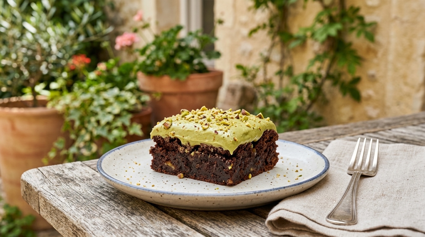 Je Naimais Pas Les Brownies Trop Secs Ou Pleins De Beurre La Version Fondante Nappee De Creme A La Pistache A Laquelle Personne Ne Resiste Featured