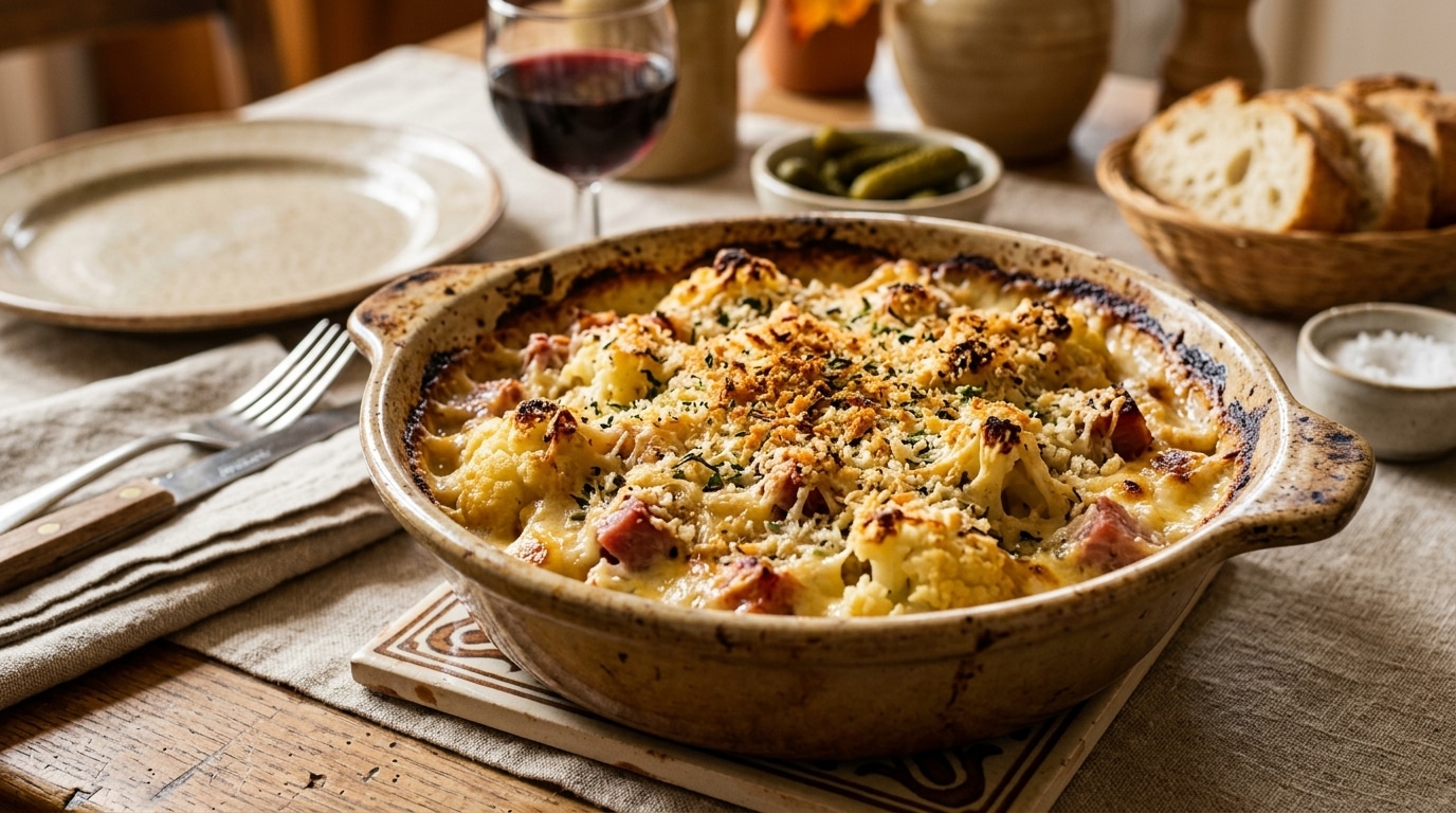 Je Ne Sais Plus Quoi Preparer Le Soir Quand La Fraicheur Revient Le Gratin Chou Fleur Comte Et Jambon Qui Passe Toujours Bien Les Soirs Sans Inspi Featured