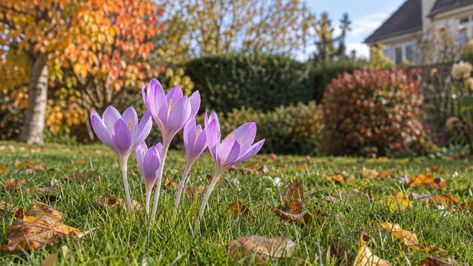 « Je pensais que c'étaient des crocus d'automne » : pourquoi ces fleurs mauves sans feuilles qui percent la pelouse en sep...