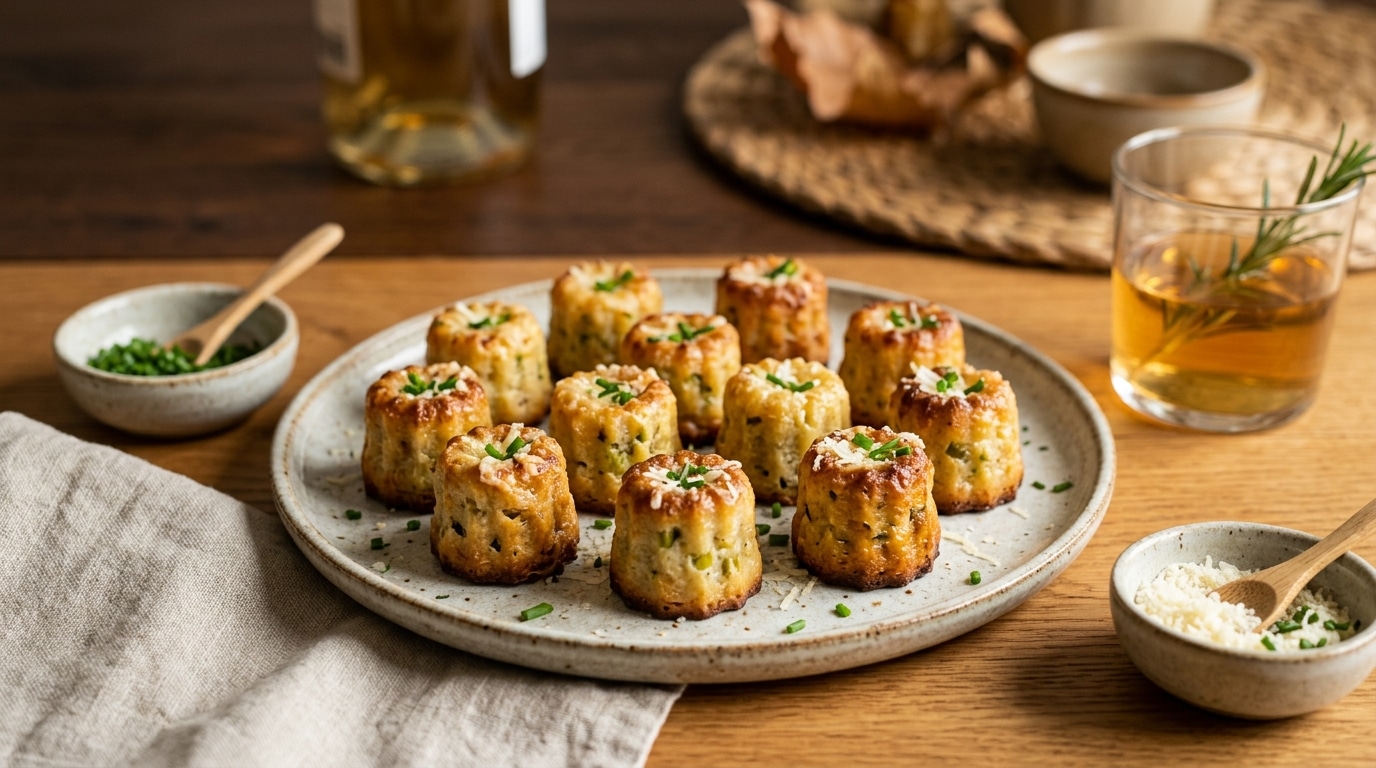 Le Detournement Malin Du Moule A Canneles Y Verser Une Pate Au Poireau Et Au Parmesan Pour Obtenir De Petites Bouchees Salees A Lapero Featured