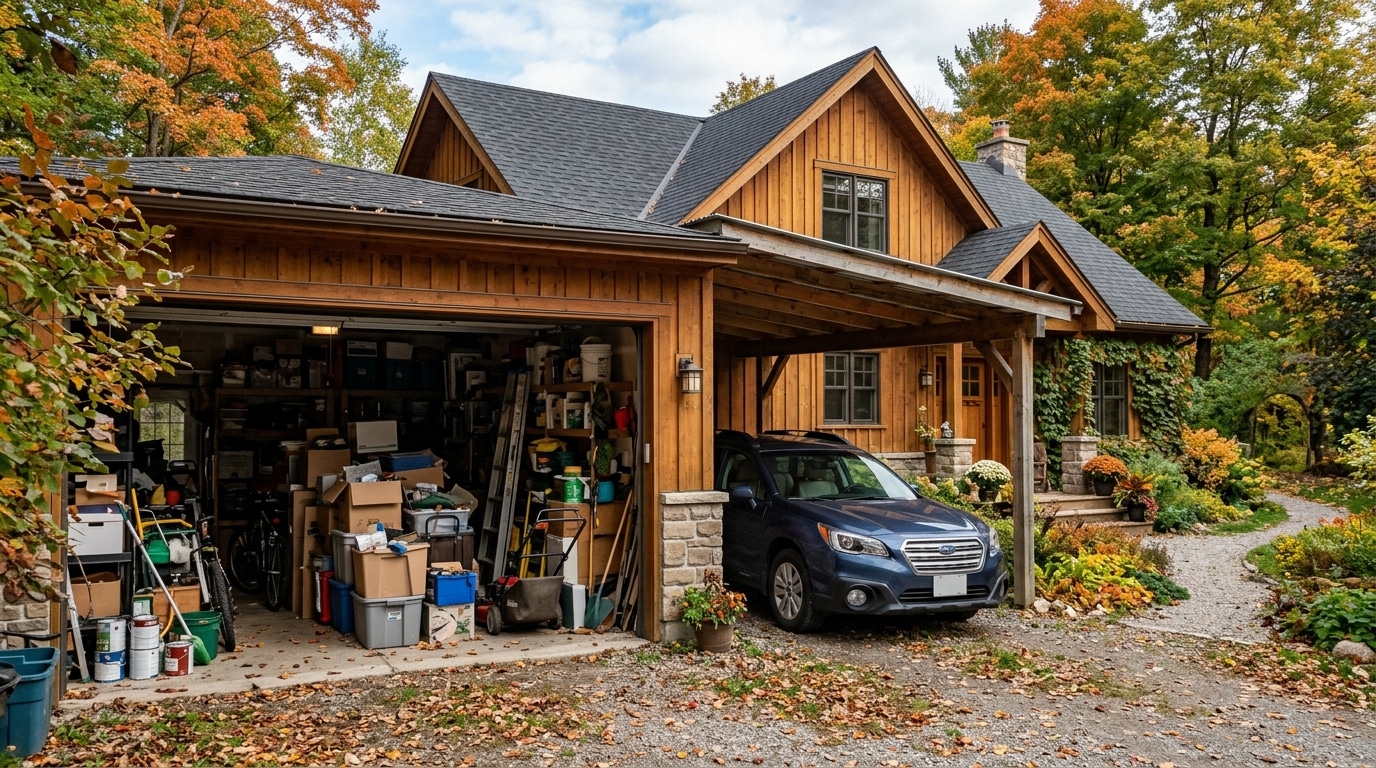 Le Garage Est Devenu Un Debarras Et La Voiture Dort Dehors Un Abri Pose Contre La Facade Evite Le Permis De Construire A Quelques Metres Carres Pres Featured